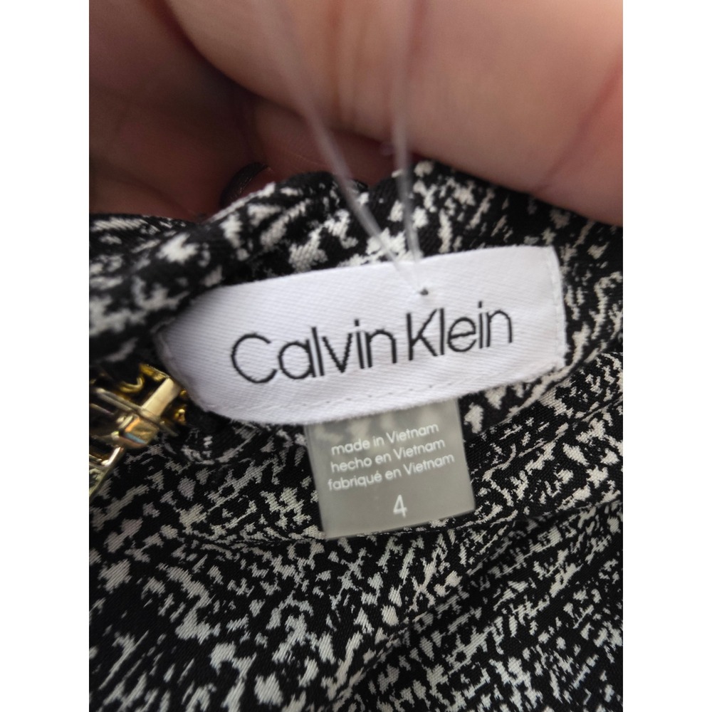 Calvin Klein Womens Black White Textured Rhinestone Sheath Dress CD8E25UU Size 4 - Picture 2 of 10